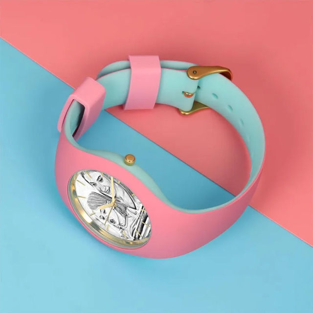Picture of Personalized Watches - Unisex Silicone Engraved Photo Watch with Contrasting Colors - Unisex Engraved Sketch Watch for Loved One