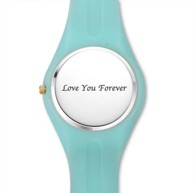 Picture of Personalized Watches - Unisex Silicone Engraved Photo Watch with Contrasting Colors - Unisex Engraved Sketch Watch for Loved One