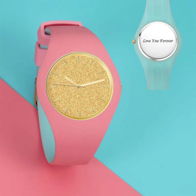Picture of Personalized Watches - Unisex Silicone Engraved Watch with Contrasting Colors- Unisex Engraved Watch for Loved One
