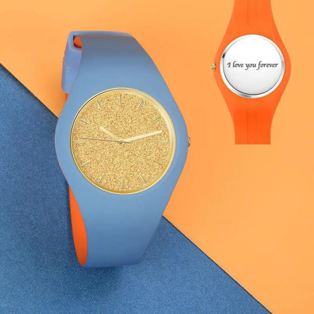 Picture of Personalized Watches - Unisex Silicone Engraved Watch with Contrasting Colors- Unisex Engraved Watch for Loved One