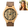 Picture of Personalized Watch - Unisex Carved Bamboo Photo Watches with Wood Grain Leather Strap