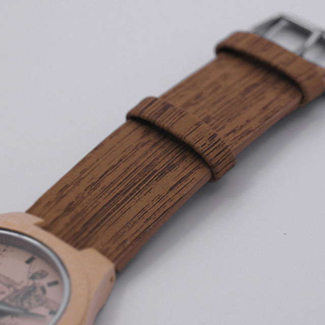 Picture of Personalized Watch - Unisex Carved Bamboo Photo Watches with Wood Grain Leather Strap