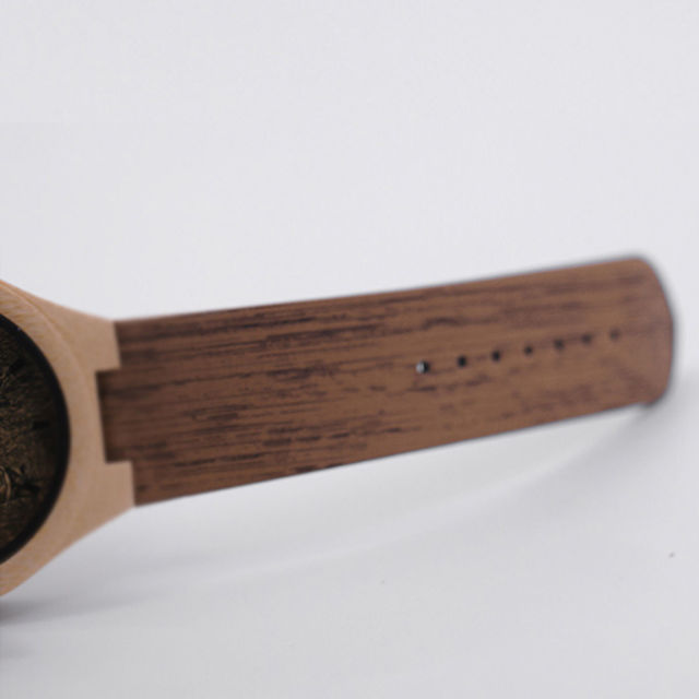 Picture of Personalized Watch - Unisex Carved Bamboo Photo Watches with Wood Grain Leather Strap
