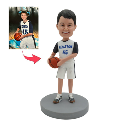 Picture of Custom Bobbleheads: Basketball Player In White Uniform | Personalized Bobbleheads for the Special Someone as a Unique Gift Idea｜Best Gift Idea for Birthday, Christmas, Thanksgiving etc.