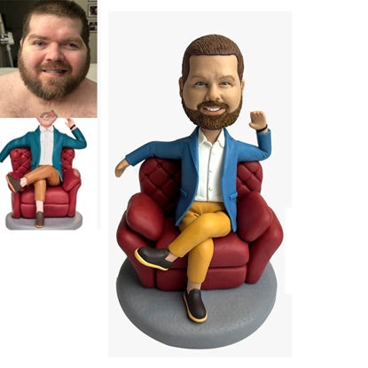 Picture of Custom Bobbleheads:  Man in Sofa | Personalized Bobbleheads for the Special Someone as a Unique Gift Idea｜Best Gift Idea for Birthday, Christmas, Thanksgiving etc.