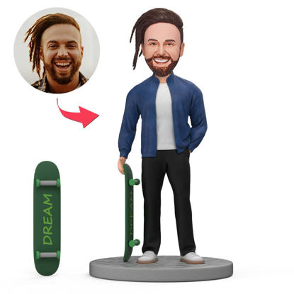 Picture of Custom Bobbleheads: Skateboard Boy | Personalized Bobbleheads for the Special Someone as a Unique Gift idea