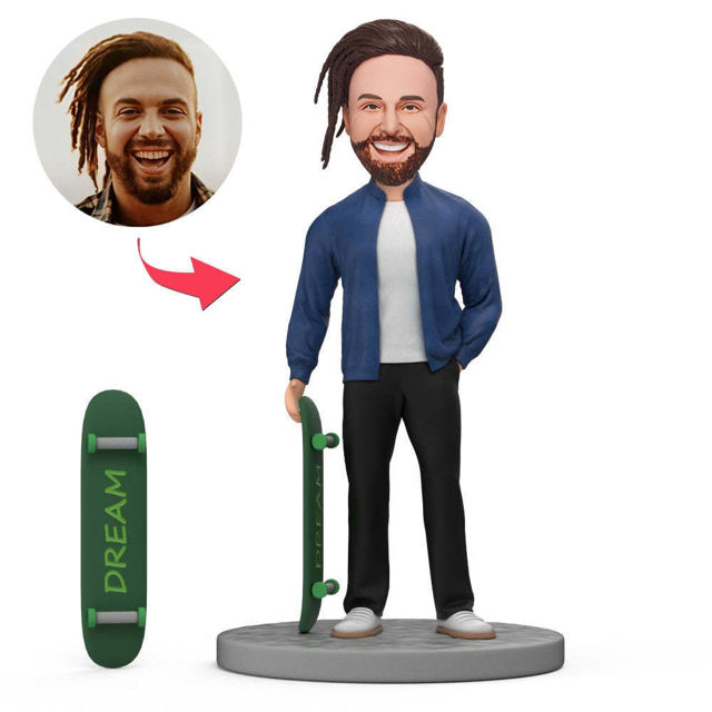 Picture of Custom Bobbleheads: Skateboard Boy | Personalized Bobbleheads for the Special Someone as a Unique Gift idea
