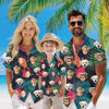 Picture of Custom Face Hawaiian Shirt for Family - Custom Hawaiian Shirt with Tropical Red Flower Pattern - Best Summer Hawaiian Shirt for Family Members