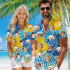 Picture of Custom Face Hawaiian Shirt for Family - Custom Hawaiian Shirt with Tropical Yellow Flower Pattern - Best Summer Hawaiian Shirt for Family Members