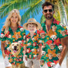Picture of Custom Face Hawaiian Shirt for Family and Pets - Bright Tropical Flowers Pattern - Best Summer Hawaiian Shirt for Family Members