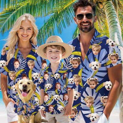 Picture of Custom Face Hawaiian Shirt for Family and Pets - Custom Hawaiian Shirt - Purple Ground with Banana Pattern - Best Summer Hawaiian Shirt for Family Members