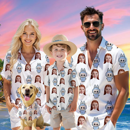 Picture of Custom Face Hawaiian Shirt for Family and Pets - Custom Hawaiian Shirt for Man, Women and Kids - Popular Cartoon Elements - Best Summer Hawaiian Shirt for Family Members