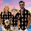 Picture of Custom Face Hawaiian Shirt for Family and Pets - Custom Hawaiian Shirt for Man, Women and Kids - Popular Cartoon Elements - Black Background - Best Summer Hawaiian Shirt for Family Members