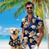 Picture of Custom Face Hawaiian Shirt for Family and Pets - Dark Blue Background with Yellow Flowers Pattern - Best Summer Hawaiian Shirt for Family Members
