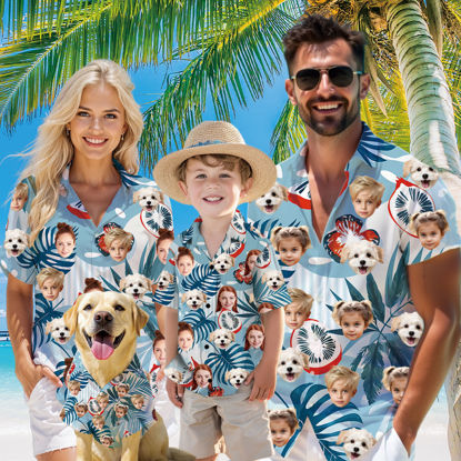 Picture of Custom Face Hawaiian Shirt for Family and Pets - Fig Pattern - Best Summer Hawaiian Shirt for Family Members