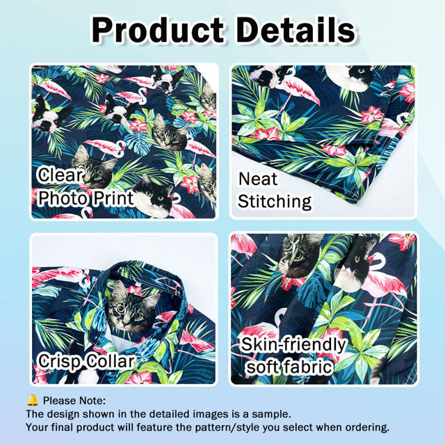 Picture of Custom Face Hawaiian Shirt for Family and Pets - Light-colored Base Color with Tropical Flower Pattern - Best Summer Hawaiian Shirt for Family Members