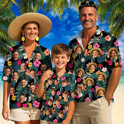 Picture of Custom Hawaiian Shirt with Face - Personalized Men Women and Kids Hawaiian Shirt - Funny Gifts for Family Members