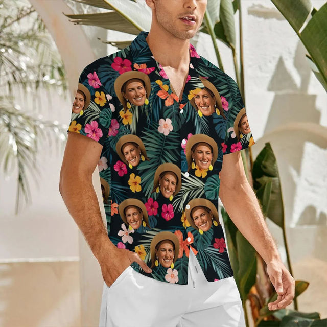 Picture of Custom Hawaiian Shirt with Face - Personalized Men Women and Kids Hawaiian Shirt - Funny Gifts for Family Members