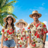 Picture of Custom Face Hawaiian Shirt for Family - Custom Hawaiian Shirt for Men, Women and Kids - Big Red Flowers Pattern - Beach Party and Summer Vacation Gift for Family Members