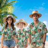 Picture of Custom Face Hawaiian Shirt for Family - Custom Hawaiian Shirt for Men, Women and Kids - Green Pattern - Beach Party and Summer Vacation Gift for Family Members