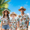 Picture of Custom Face Hawaiian Shirt for Family - Custom Hawaiian Shirt for Men, Women and Kids - Pink Sunglasses Pattern - Beach Party and Summer vacation Gift for Family Members