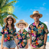 Picture of Custom Face Hawaiian Shirt for Family - Custom Hawaiian Shirt for Men, Women and Kids - Tropical Rose Red Flowers Pattern - Beach Party and Summer vacation Gift for Family Members