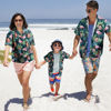 Picture of Custom Face Photo Hawaiian Shirt for Family - Personalized Short Sleeve Beach Party Summer T-Shirts - Flamingo - Best Holiday Gifts for Family Members