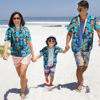 Picture of Custom Face Photo Hawaiian Shirts for Family - Personalized Short Sleeve Beach Party Summer T-Shirts - Blue Beach - Best Holiday Gifts for Family Members