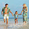 Picture of Custom Face Photo Hawaiian Style Big Pineapple Long Dress and Shirt Family Matching - Beach Party T-Shirts - Best Summer Holiday Gifts for Family Members