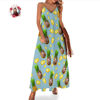 Picture of Custom Face Photo Hawaiian Style Big Pineapple Long Dress and Shirt Family Matching - Beach Party T-Shirts - Best Summer Holiday Gifts for Family Members