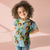 Picture of Custom Face Photo Hawaiian Style Big Pineapple Long Dress and Shirt Family Matching - Beach Party T-Shirts - Best Summer Holiday Gifts for Family Members