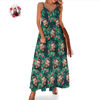 Picture of Custom Face Photo Hawaiian Style Red Flowers Long Dress & Shirts Family Matching Beach Party T-Shirts as Best Summer Holiday Gifts for Family Members