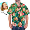 Picture of Custom Face Photo Hawaiian Style Red Flowers Long Dress & Shirts Family Matching Beach Party T-Shirts as Best Summer Holiday Gifts for Family Members