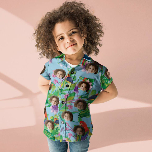 Picture of Custom Photo Face Hawaiian Set for Family - Long Dress and Shirt Family Matching - Beach Party Shirts as Best Summer Holiday Gifts for Family Members