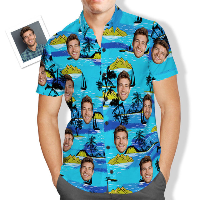 Picture of Custom Photo Face Hawaiian Set for Family - Long Dress and Shirt Family Matching - Beach Party T-Shirts as Summer Holiday Gifts for Family Members