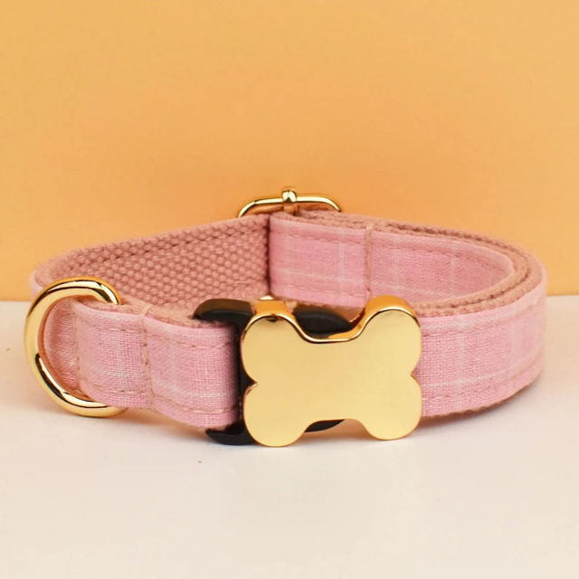 Picture of Personalized Pet Name Collar - Grid Series - Engraved Pet Name Dog Bone Tag - Best Gift for Pets
