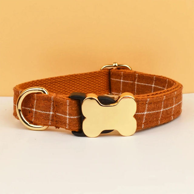 Picture of Personalized Pet Name Collar - Grid Series - Engraved Pet Name Dog Bone Tag - Best Gift for Pets
