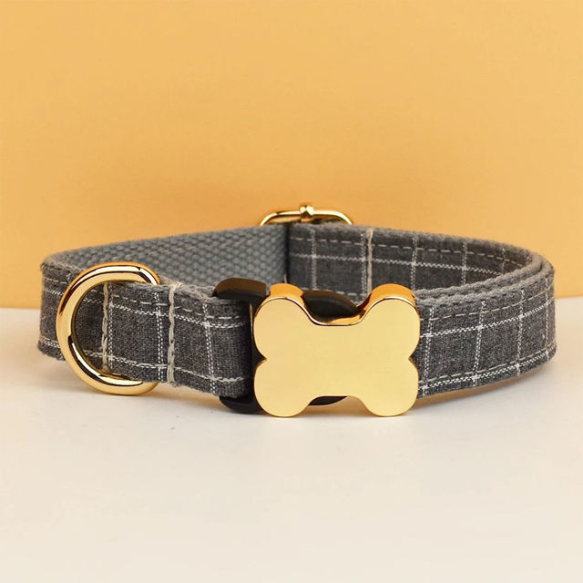 Picture of Personalized Pet Name Collar - Grid Series - Engraved Pet Name Dog Bone Tag - Best Gift for Pets