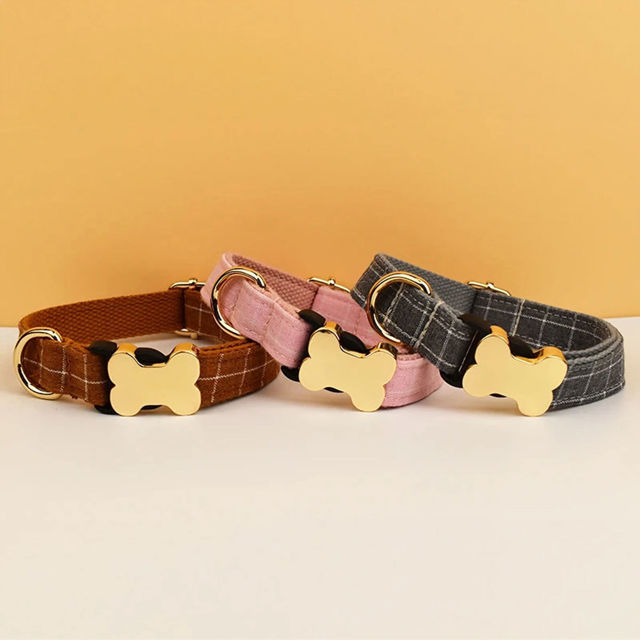 Picture of Personalized Pet Name Collar - Grid Series - Engraved Pet Name Dog Bone Tag - Best Gift for Pets