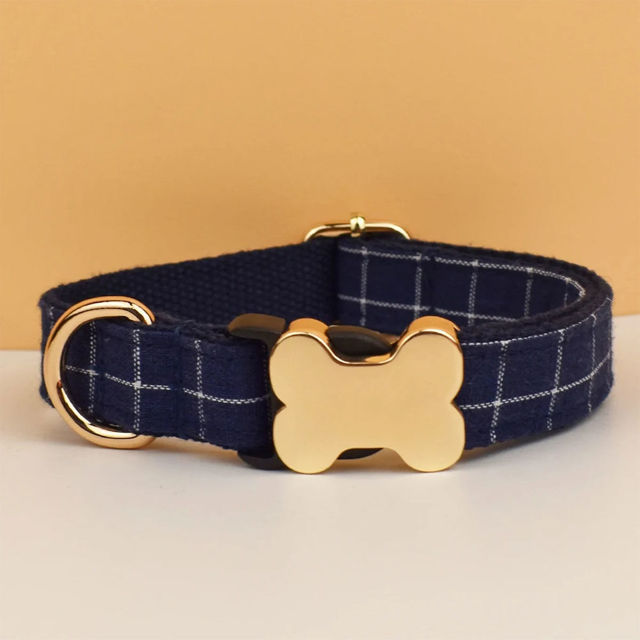 Picture of Personalized Pet Name Collar - Grid Series - Engraved Pet Name Dog Bone Tag - Best Gift for Pets