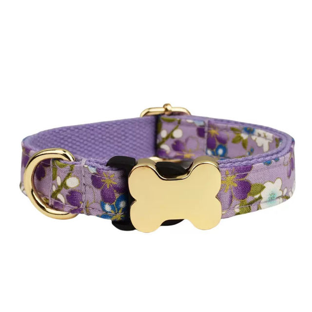Picture of Personalized Pet Name Collar - Small Floral Series - Personalized Engraved Pet Name Dog Bone Tag - Gift for Pets