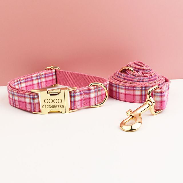 Picture of Personalized Pet Name Collar - 4 Grid Series - Engraved Pet Name Square Tag - Personalized Gift for Pets
