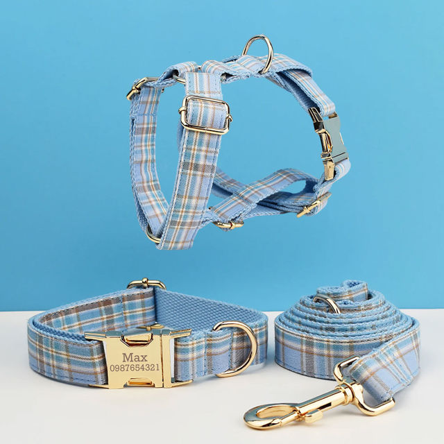 Picture of Personalized Pet Name Collar - 7 Color Grid Series - Engraved Pet Name Square Tag - Personalized Gift for Pets