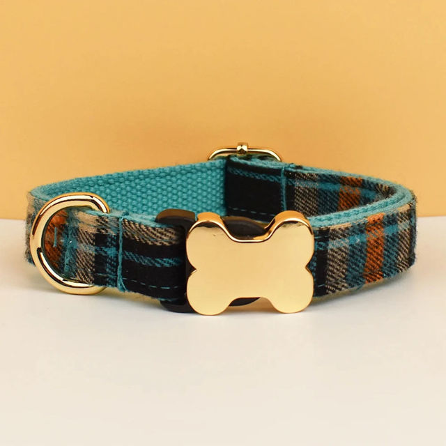 Picture of Personalized Pet Name Collar - Grid Series - Engraved Pet Name Square Tag - Personalized Gift for Pets