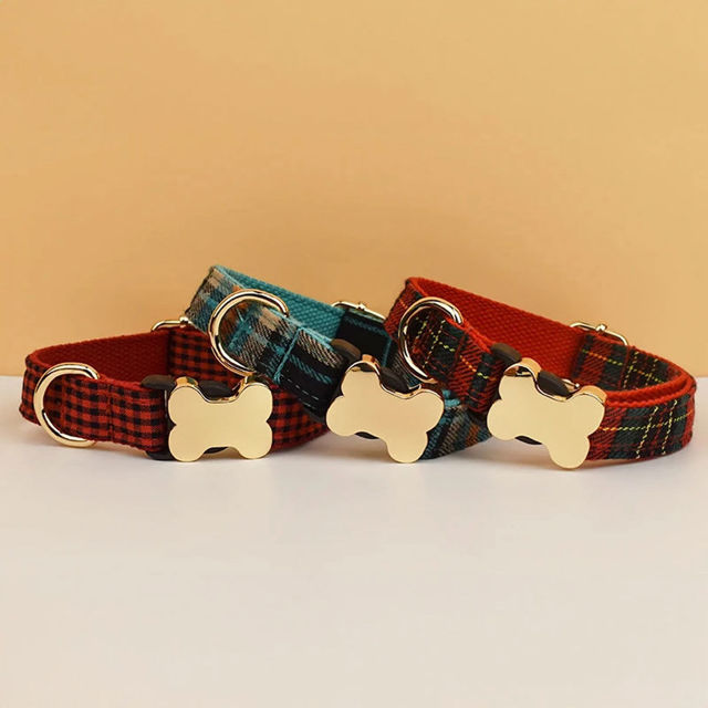 Picture of Personalized Pet Name Collar - Grid Series - Engraved Pet Name Square Tag - Personalized Gift for Pets