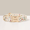 Picture of Personalized Pet Name Collar - Small Floral Series - Engraved Pet Name Square Tag - Personalized Gift for Pets