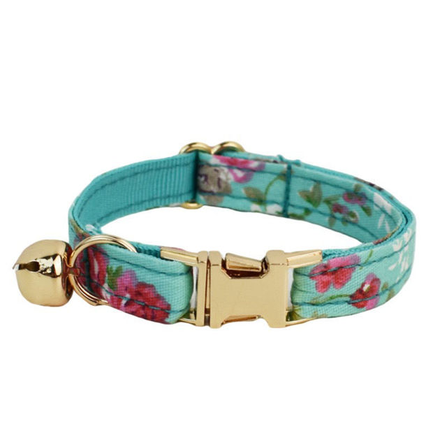 Picture of Personalized Cat Name Collar Set - Floral Series - Engraved Pet Name Tag Metal Buckle - Summer Personalized Gift for Cats