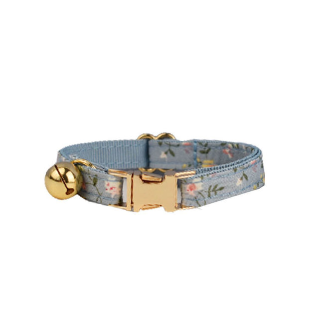 Picture of Personalized Cat Name Collar Set - Floral Series - Engraved Pet Name Tag Metal Buckle - Summer Personalized Gift for Cats