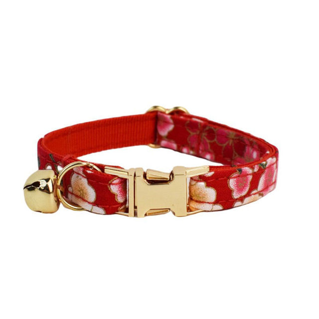Picture of Personalized Cat Name Collar Set - Floral Series - Engraved Pet Name Tag Metal Buckle - Summer Personalized Gift for Cats