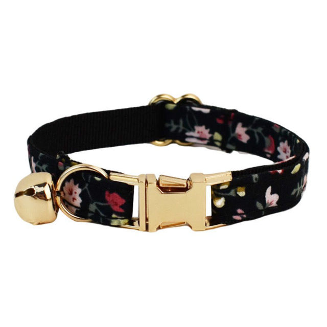 Picture of Personalized Cat Name Collar Set - Floral Series - Engraved Pet Name Tag Metal Buckle - Summer Personalized Gift for Cats